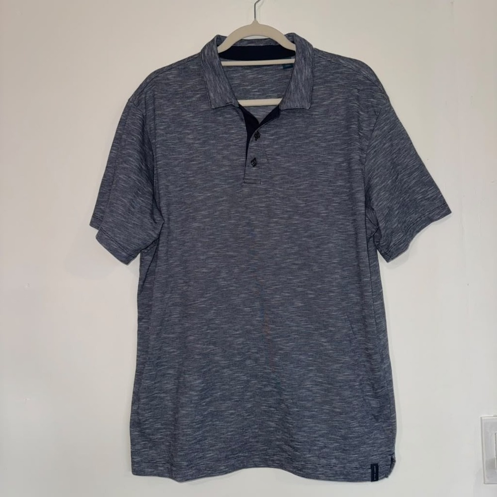 Perry Ellis Men's Sz L Polo Shirt Short Sleeve Heathered Blue Outdoor Golf Smart